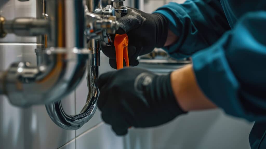 plumbers hands on copper pipes with pinhole leaks in houston tx