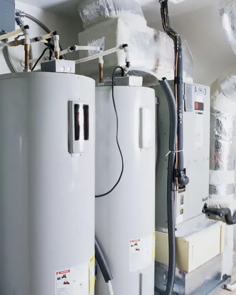 Tank water heaters installed in a home attic